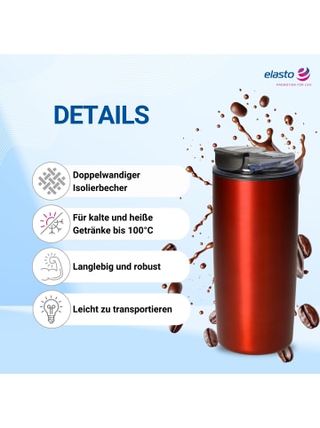elasto Kaffeebecher "Arabica" in rot - 450 ml
