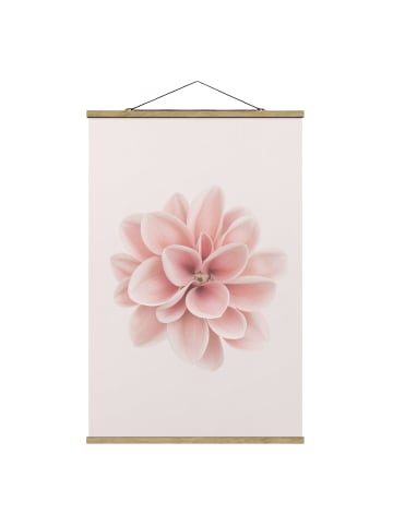 WALLART Stoffbild - Dahlie Rosa Pastell Blume Zentriert in Rosa