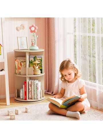 COSTWAY drehrbares Bücherregal Kinder in Braun