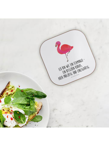 Mr. & Mrs. Panda Bierdeckel Flamingo Classic mit Spruch in Weiß
