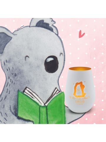 Mr. & Mrs. Panda Windlicht Glas Bär Lied mit Spruch in Weiß