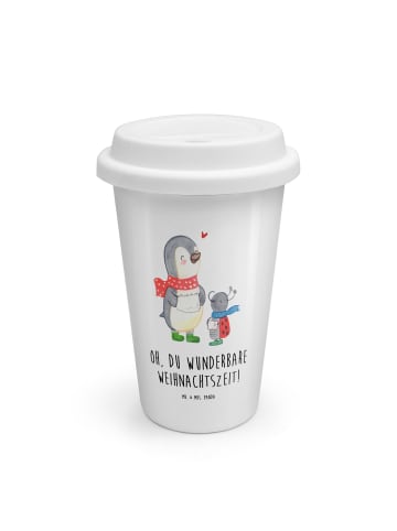 Mr. & Mrs. Panda Travel Mug Smörle Winterzeit mit Spruch in Weiß