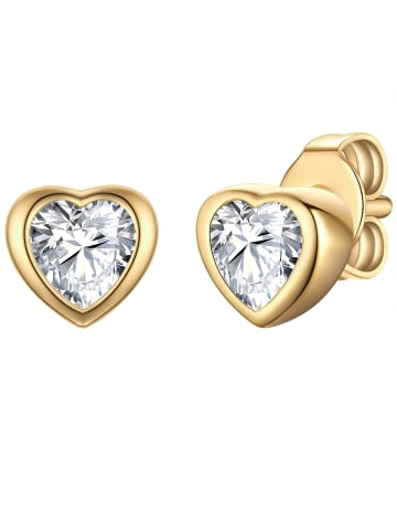 Rafaela Donata Ohrstecker Herz aus Sterling Silber mit Zirkonia in gelbgold