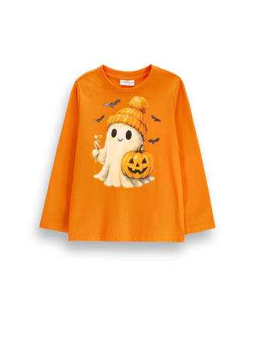 Coccodrillo Langärmliges Baumwoll-T-Shirt Halloween in orange