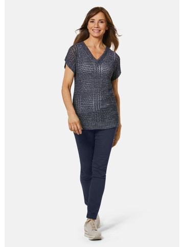 GOLDNER Pullover aus Bändchengarn mit Ajour in marine