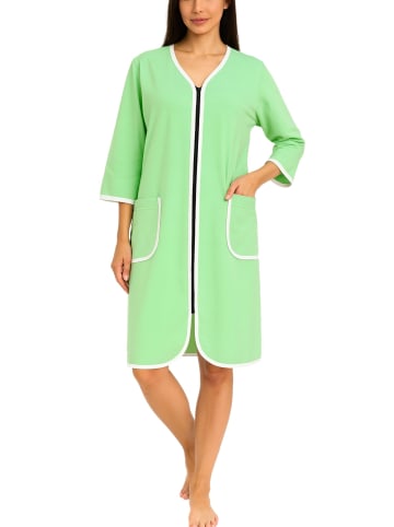 Aquarti Aquarti Damen Bademantel mit Reißverschluss 3/4 Ärmel in hellrosa