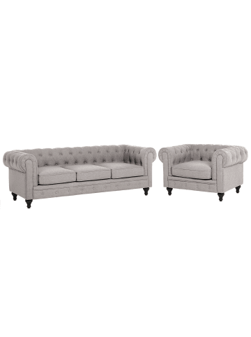 Beliani 2-tlg Sitzgruppe CHESTERFIELD in Grau/Braun