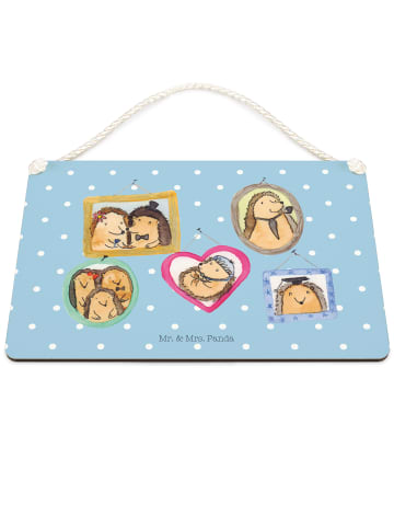 Mr. & Mrs. Panda Deko Schild Igel Familie ohne Spruch in Blau Pastell