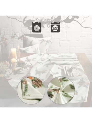 Erwin Müller Baumwollmischung Mitteldecke in natur-braun-grün