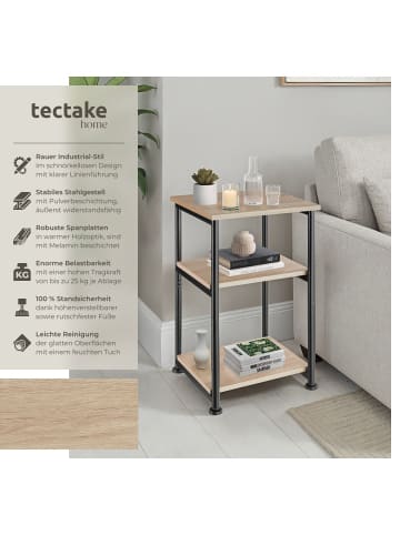 tectake Beistelltisch Memphis 34 x 30 x 59 cm, Industrial Holz hell, Eiche Sonoma
