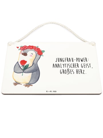 Mr. & Mrs. Panda Schild Jungfrau Astrologie mit Spruch in Weiß