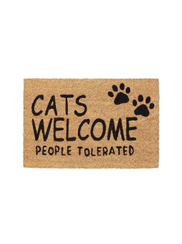relaxdays Fußmatte "Cats Welcome" in Natur/ Schwarz - 40 x 60 cm