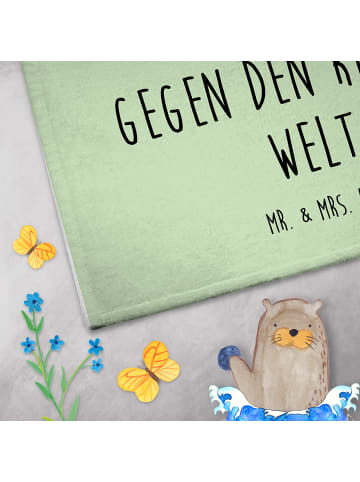 Mr. & Mrs. Panda Handtuch Blume Sonnenblume mit Spruch in Blattgrün