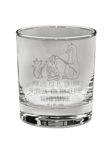 Mr. & Mrs. Panda Whiskey Tumbler Pinguin Lagerfeuer mit Spruch in Transparent