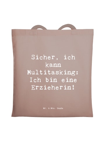 Mr. & Mrs. Panda Tasche Spruch Erzieherin Multitasking mit Spruch in Braun Pastell
