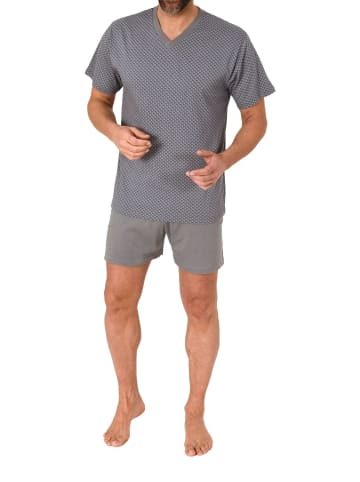 NORMANN Kurzarm Schlafanzug Shorty Pyjama print - 86281 in grau