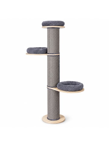 relaxdays Kratzbaum in Grau/ Natur - (H)187 x (D)46 cm