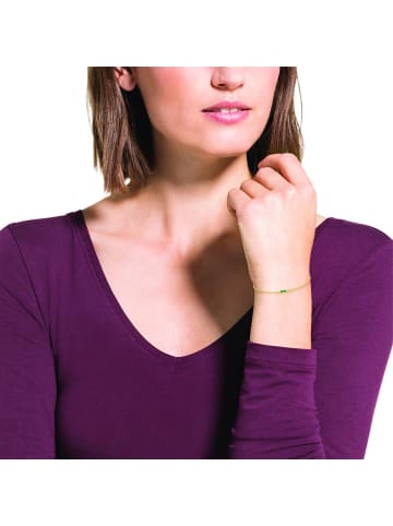 Amor Armband Silber 925, gelbvergoldet in grün
