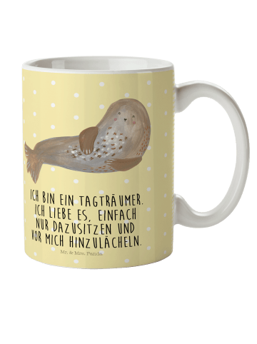 Mr. & Mrs. Panda Kindertasse Robbe Lachen mit Spruch in Gelb Pastell