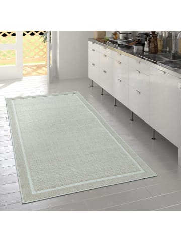 KADIMA DESIGN Outdoor Teppich Unifarben Bordüre Balkon, Terrasse schmutzabweisend in Beige