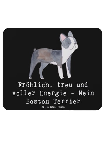 Mr. & Mrs. Panda Mauspad Boston Terrier Freude mit Spruch in Schwarz