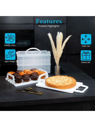 Intirilife Transportbox Behälter für Kuchen und Cupcakes 36.1 x 26.1 x 21.2 cm in Weiß