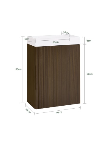 SoBuy Waschtischunterschrank in Dunkelbraun - (W) 22 x (H) 56 x (L) 40 cm