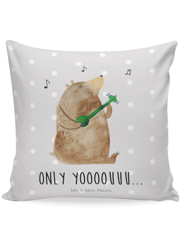 Mr. & Mrs. Panda 40 x 40 Kissen Bär Gitarre mit Spruch in Grau Pastell