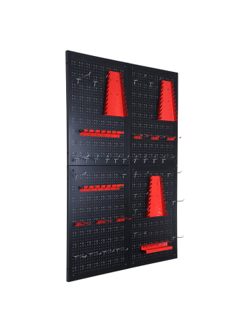 relaxdays 4 x Werkzeugwand mit 39-tlg. Zubehör in Schwarz/ Rot - (B)40 x (H)60 x (T)2 cm