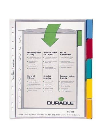 Durable Hüllenregister A4 5-teilig PP transparent