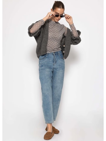 SASSYCLASSY Mesh Langarmshirt mit Punkten in Grau