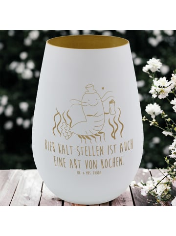 Mr. & Mrs. Panda Gold Windlicht Hummer Weizen mit Spruch in Weiß