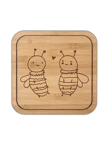 Mr. & Mrs. Panda Untersetzer quadratisch Biene Verliebt ohne Spruch in Transparent