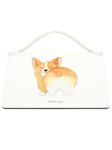 Mr. & Mrs. Panda Holzschild Corgi Po ohne Spruch in Weiß