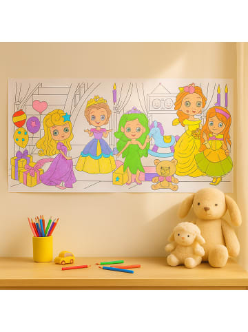 relaxdays 2 x Ausmaltischdecke "Prinzessin" in Weiß – 3 m