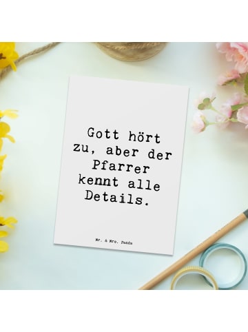 Mr. & Mrs. Panda Ansichtskarte Spruch Pfarrer Details mit Spruch in Weiß