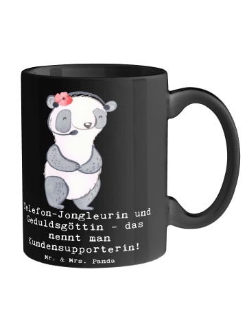 Mr. & Mrs. Panda Keramtiktasse Meisterin Kundensupport mit Spruch in Schwarz