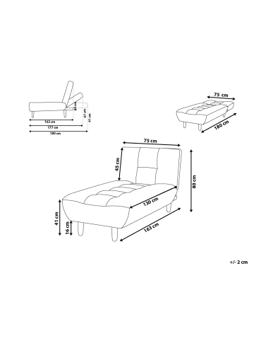 Beliani Sofaelement ALSTEN in Rot/Braun - (W) 75 x (H) 41 x (L) 161 cm