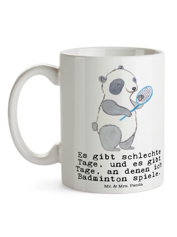 Mr. & Mrs. Panda Becher Panda Badminton  mit Spruch in Weiß