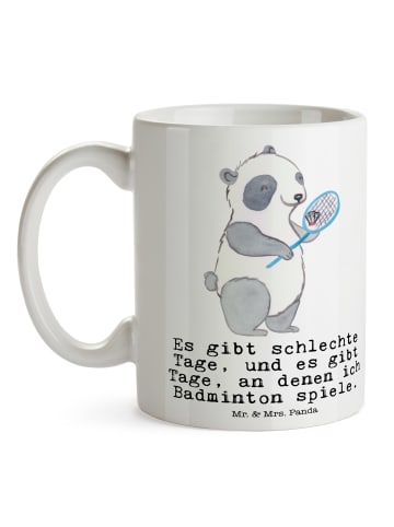 Mr. & Mrs. Panda Tasse Panda Badminton  mit Spruch in Weiß