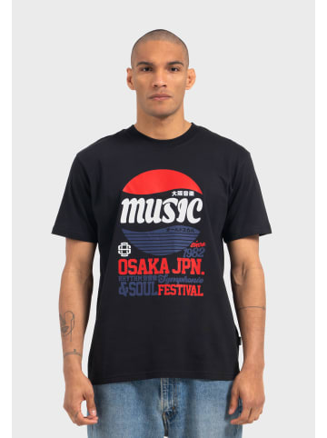 OLDSKULL T-Shirt Asian Osaka Music Logo Graphic in Black