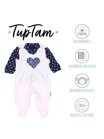 TupTam Baby Unisex Strampler-Set mit Aufdruck Spruch 2-tlg in rosa/blau
