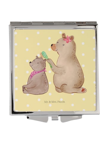 Mr. & Mrs. Panda Handtaschenspiegel quadratisch Bär Kind ohne Sp... in Gelb Pastell