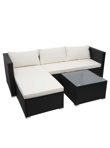 MCW Poly-Rattan Garnitur F57, Schwarz, Kissen creme ohne Deko-Kissen