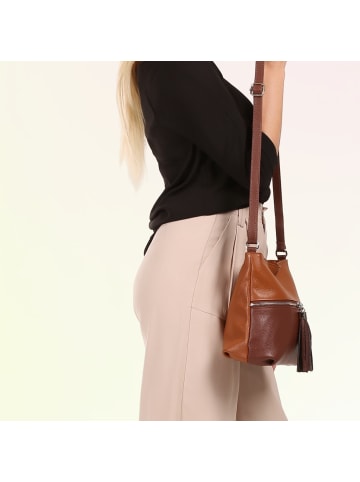 Toscanto Leder Umhängetasche Toscanto Tasche hellbraun, braun ca. 30cm