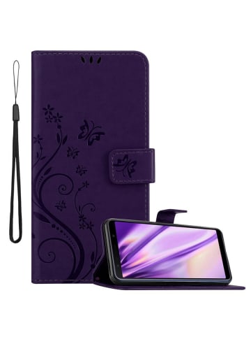 cadorabo Hülle für Samsung Galaxy A7 2018 Blumen Design in FLORAL DUNKEL LILA