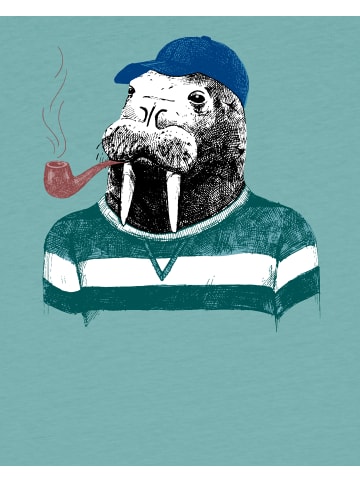 wat? Apparel T-Shirt Walross in Teal Monstera