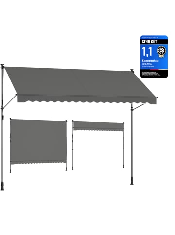 SONGMICS Klemmmarkise Sheld in Anthrazit - (B)120 x (H)(220-300) x (T)350 cm