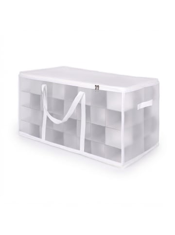 relaxdays Weihnachtskugel-Aufbewahrungsbox in Transparent/ Weiß - (B)73 x (H)37 x (T)36 cm