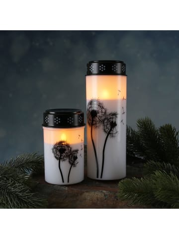 MARELIDA 2er Set LED Grabkerze Grablicht Pusteblume in weiß/schwarz